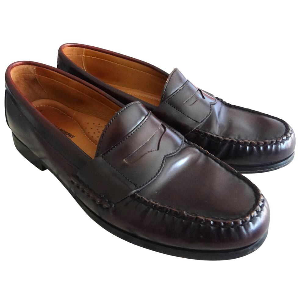 Vintage Johnston Murphy Hayes Burgundy Maroon Oxblood Leather Penny Loafer 11.5 - Picture 3 of 10